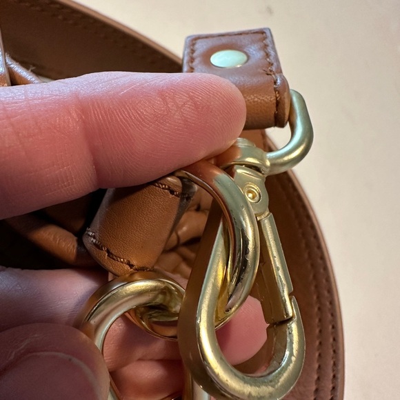 Quince Italian Leather Convertible Crescent Handwoven Shoulder Bag cognac - Picture 9 of 10